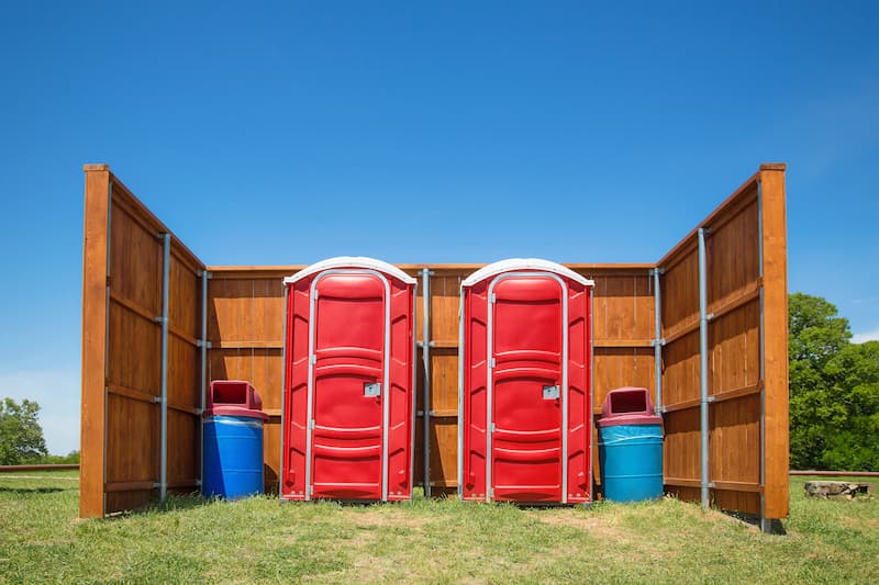 Short-term porta potty units staged for delivery in Grand Island, Nebraska